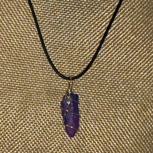 Purple Wire-Wrapped Pendant Necklace
